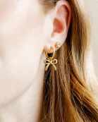Huggie Charm Earrings - Sadie Bow Gold