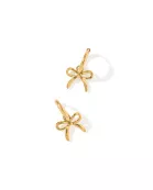 Huggie Charm Earrings - Sadie Bow Gold