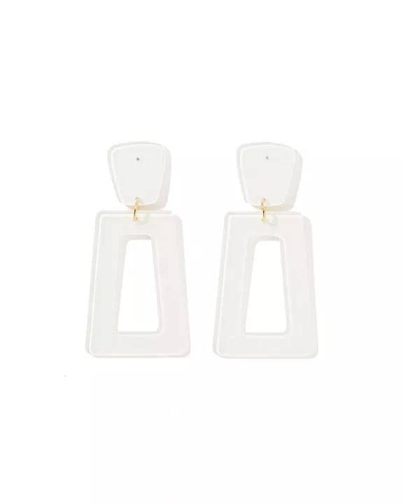 Kennedy Statement Earrings - White Glitter