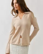MAS2895 FRONT CENTER SLIT COLLAR SWEATER