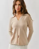 MAS2895 FRONT CENTER SLIT COLLAR SWEATER