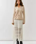 MAS2895 FRONT CENTER SLIT COLLAR SWEATER