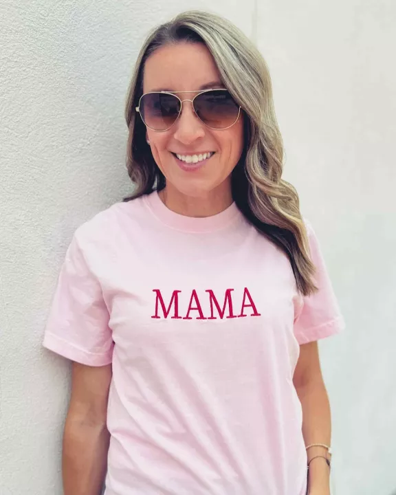 MAMA Embroidered Graphic Tee on Comfort Colors