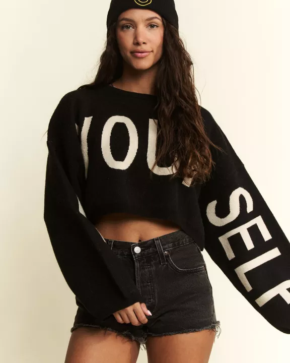 PLUS SIZE BE YOUR SELF SWEATER CROP TOP