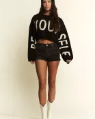 PLUS SIZE BE YOUR SELF SWEATER CROP TOP