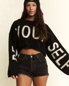 PLUS SIZE BE YOUR SELF SWEATER CROP TOP
