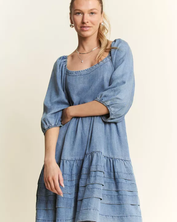 PLUS SIZE SQUARE NECK BABYDOLL DRESS