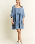PLUS SIZE SQUARE NECK BABYDOLL DRESS