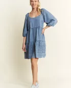 PLUS SIZE SQUARE NECK BABYDOLL DRESS