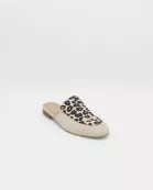 Bond slip on mules in off white leopard print cowhide leather women's shoes