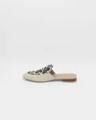 Bond slip on mules in off white leopard print cowhide leather women's shoes