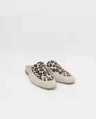 Bond slip on mules in off white leopard print cowhide leather women's shoes