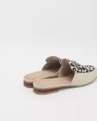 Bond slip on mules in off white leopard print cowhide leather women's shoes