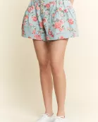 FLORAL PRINT DENIM SHORT PANTS