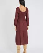 LONG SLEEVE MIDI WITH SMOCKED WAIST