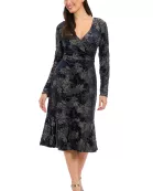 LONG SLEEVE SURPLICE FLOUNCE MIDI