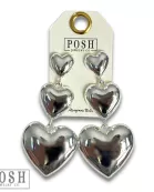 Triple shiny heart earring