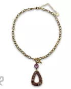 Tube bead wrapped pendant necklace with Austrian crystal