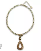 Tube bead wrapped pendant necklace with Austrian crystal