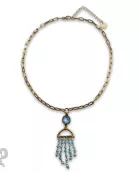 Waterfall beaded pendant necklace with Austrian crystal