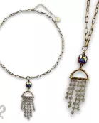 Waterfall beaded pendant necklace with Austrian crystal