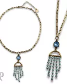 Waterfall beaded pendant necklace with Austrian crystal
