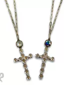 Flower cross necklace with Austrian crystal