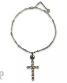 Flower cross necklace with Austrian crystal