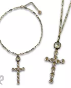 Flower cross necklace with Austrian crystal