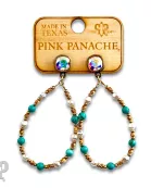 Turquoise and gold teardrop earring with Austrian crystal