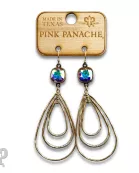Matte gold triple teardrop earring with Austrian crystal