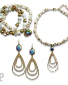 Matte gold triple teardrop earring with Austrian crystal