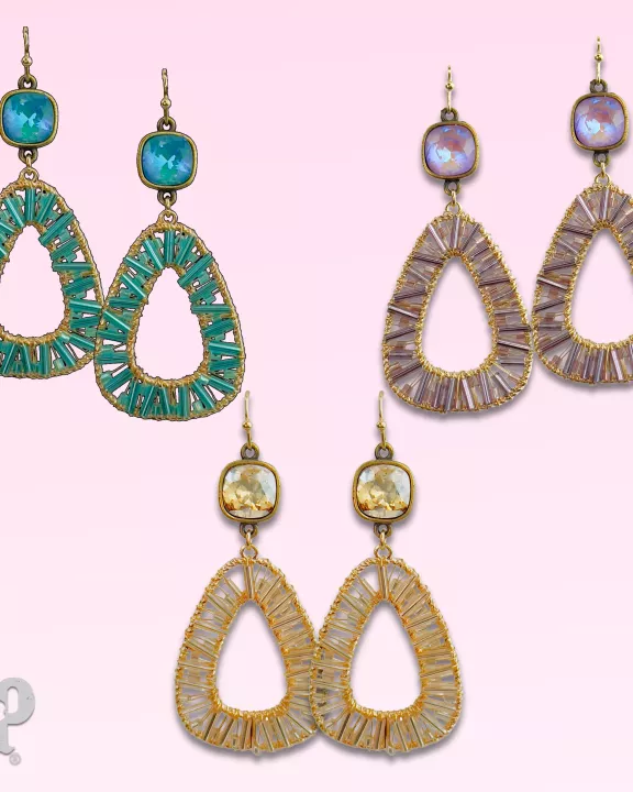 Tube bead wrapped earring with Austrian crystal