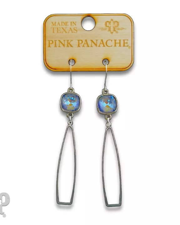 Silver oar shape earring with Austrian crystal