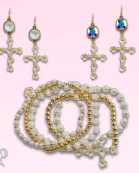 Flower cross charm bracelet