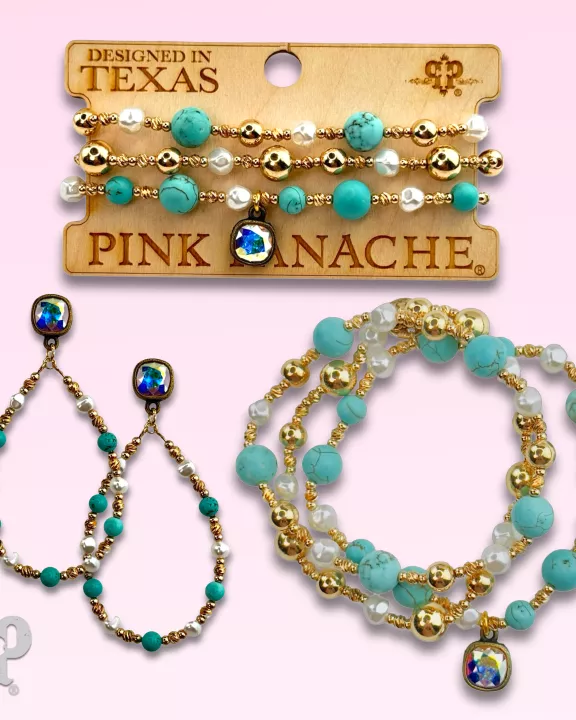 Turquoise and gold bracelet with Austrian crystal