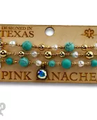 Turquoise and gold bracelet with Austrian crystal