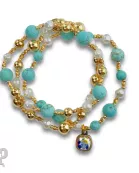 Turquoise and gold bracelet with Austrian crystal