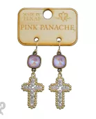 Wire wrapped bead cross earring with Austrian crystal