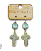 Wire wrapped bead cross earring with Austrian crystal