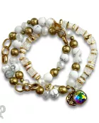 Mixed white bead bracelet with Austrian crystal