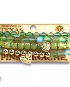 Mixed bead heart charm bracelet