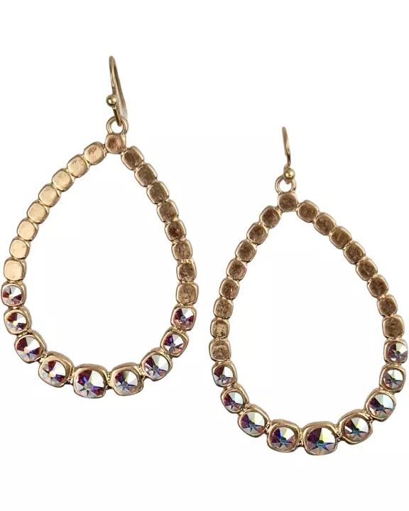 Matte finish teardrop earring, Austrian crystals