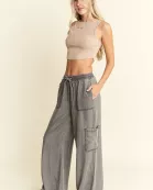 MINERAL WASH TENCEL WIDE PANTS