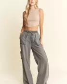 MINERAL WASH TENCEL WIDE PANTS