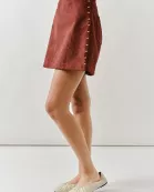 MAS3292 SUEDE MINI SKIRT W/BRASS STUDS