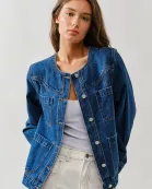 AJJ5091 CREW NECK RELAXED DENIM JACKET