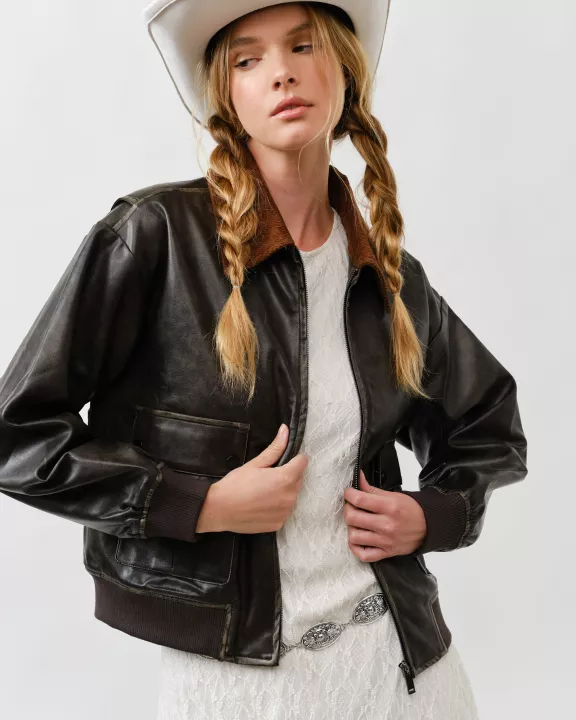MAJ3263 VINTAGE LEATHER BOMBER JAKCET