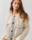 AJJ5068 CONTRAST DETAIL BUBBLE QUILTED VEST