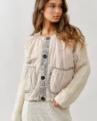 AJJ5068 CONTRAST DETAIL BUBBLE QUILTED VEST